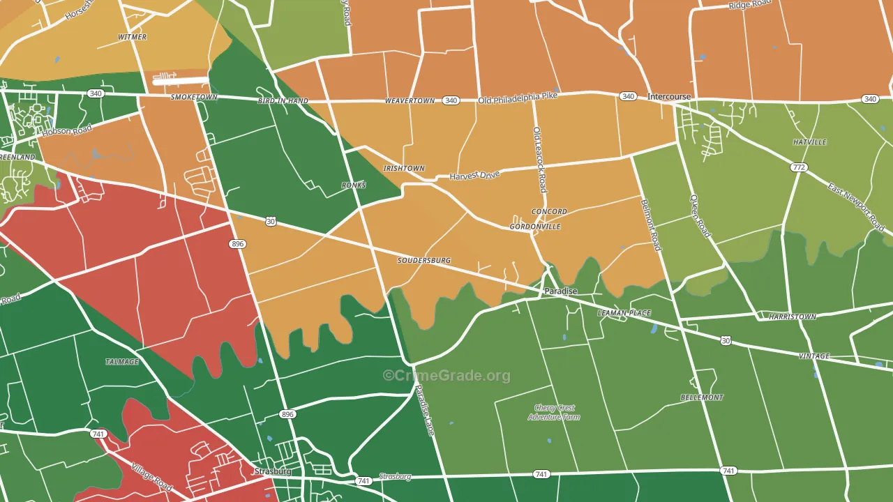 Ronks, PA Map of Vandalism Rates