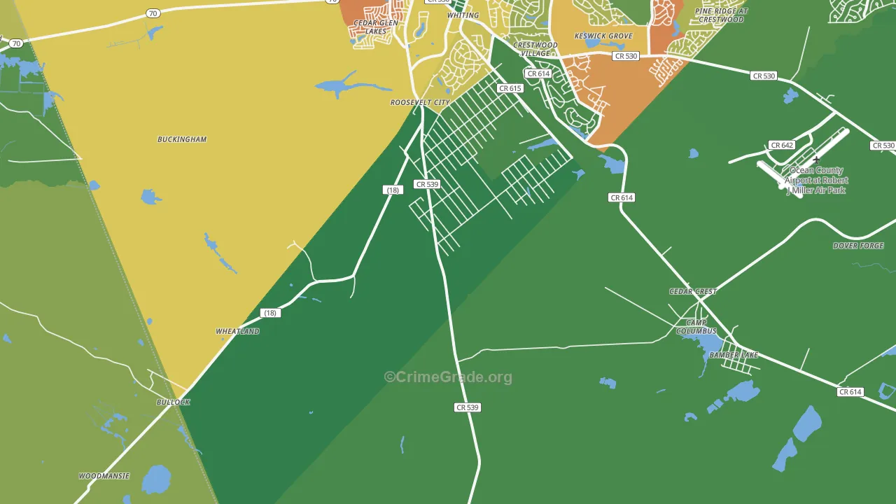 Roosevelt City, NJ Map of Vandalism Rates