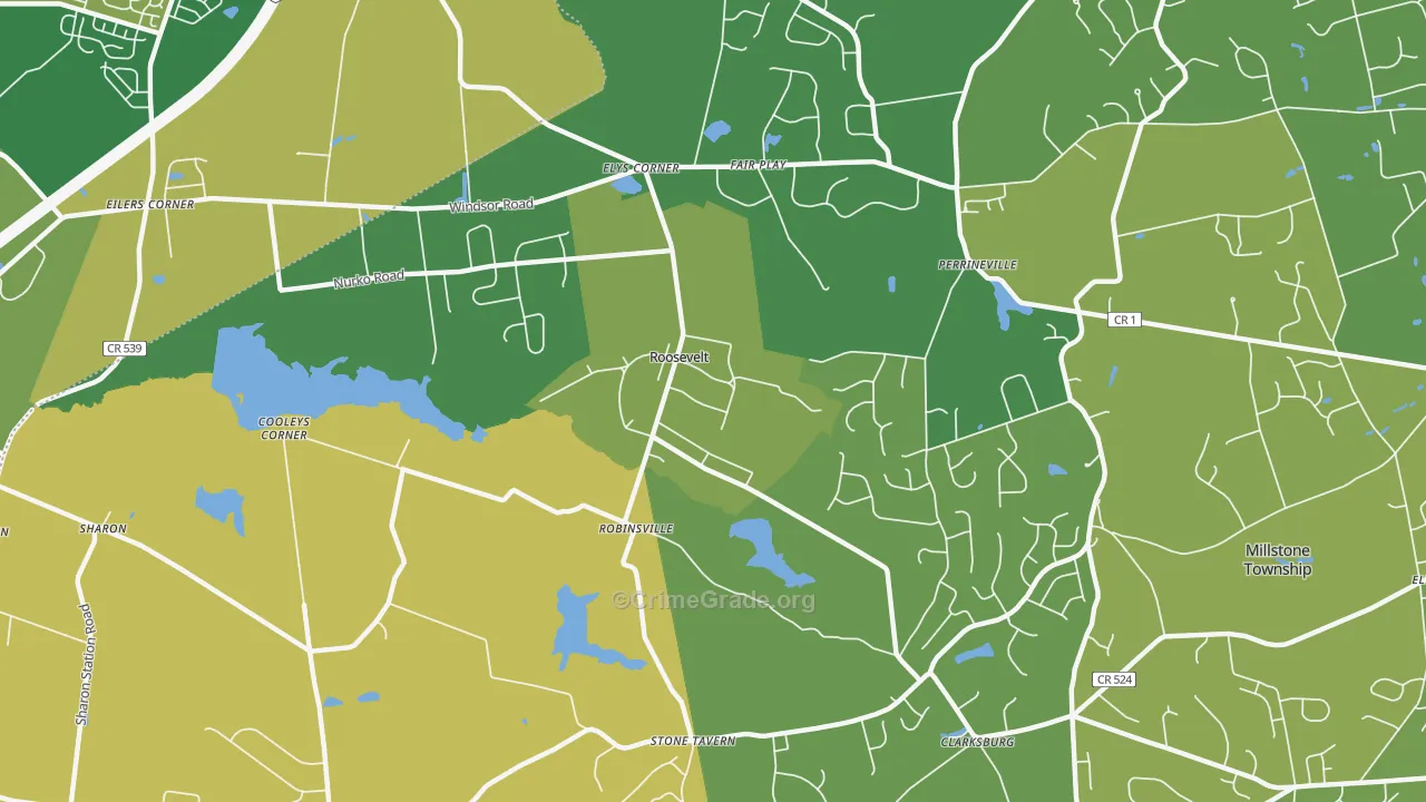 Roosevelt, NJ Map of Vandalism Rates