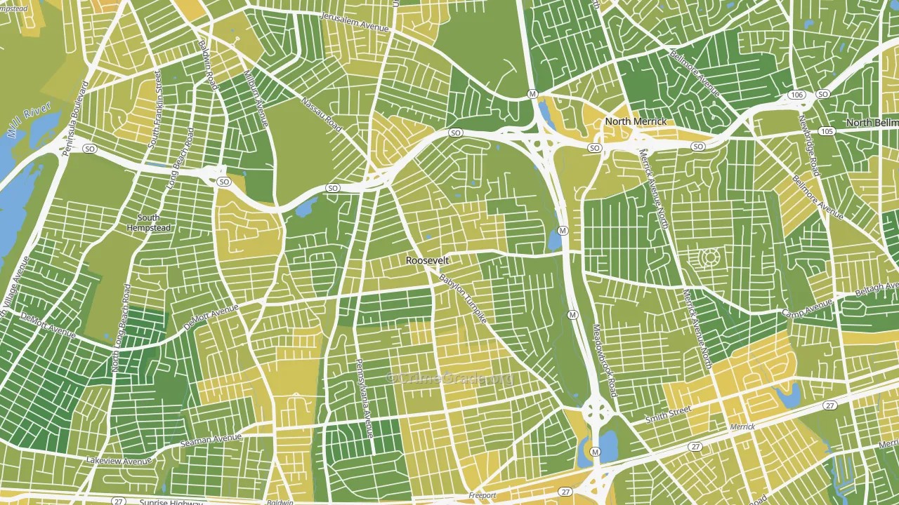Roosevelt, NY Map of Vandalism Rates