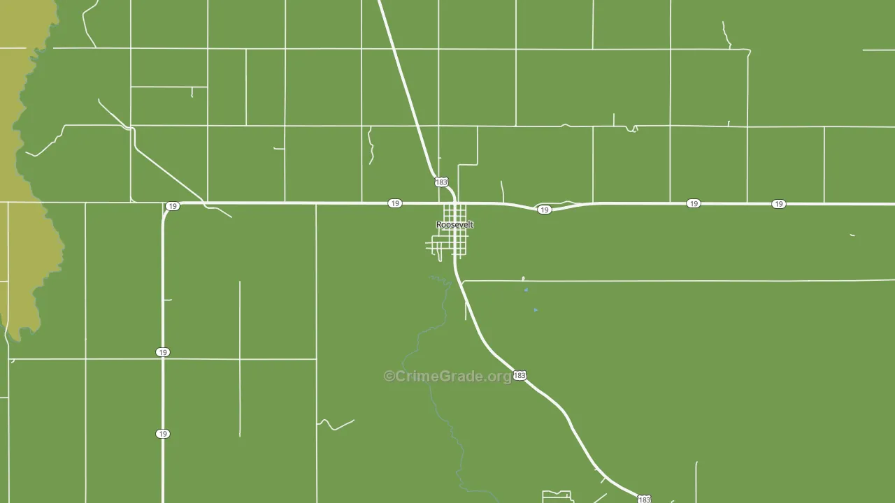 Roosevelt, OK Map of Vandalism Rates