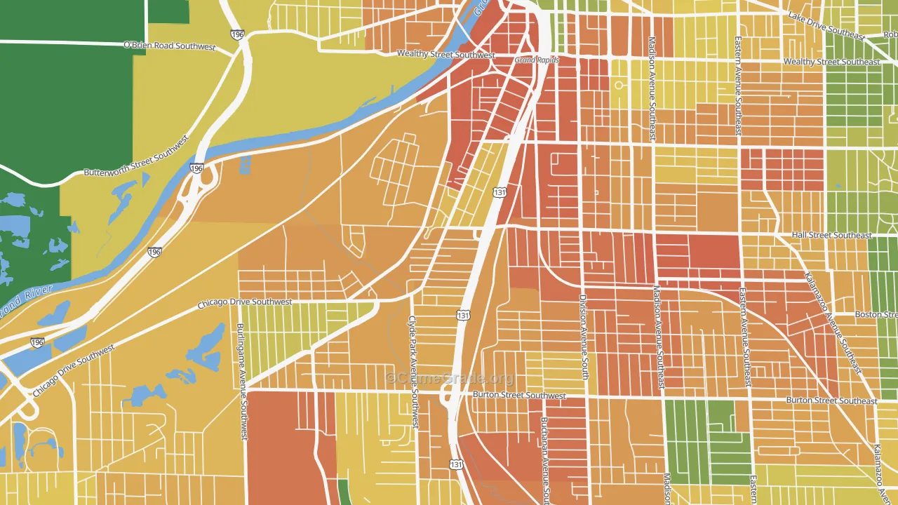 Roosevelt Park, Grand Rapids, MI Map of Vandalism Rates