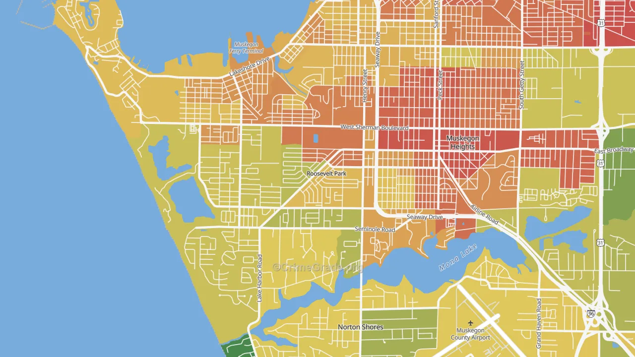 Roosevelt Park, MI Map of Vandalism Rates