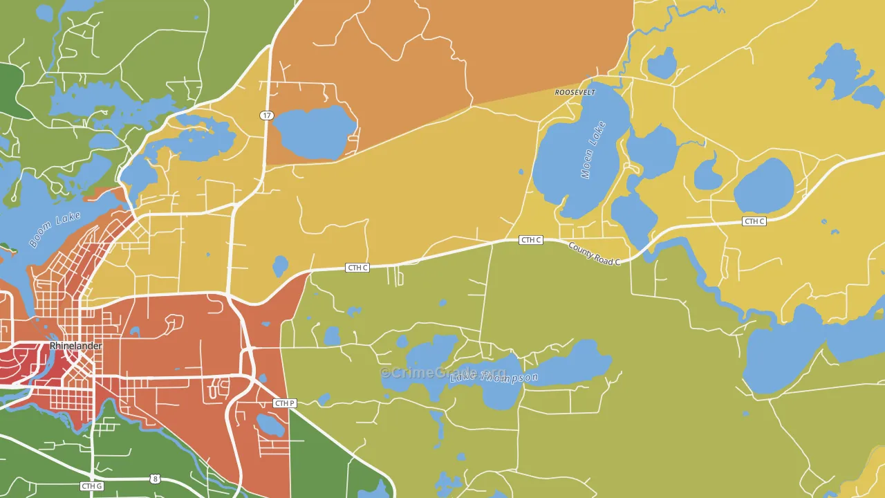Roosevelt, WI Map of Vandalism Rates