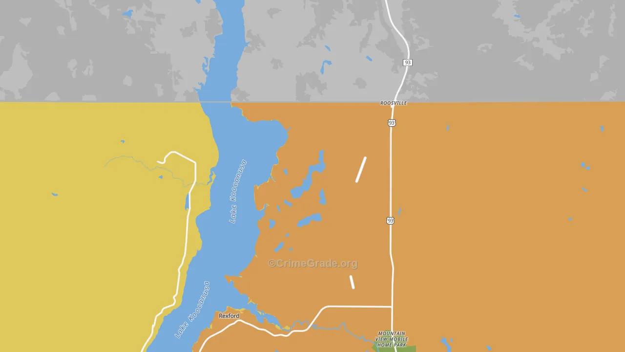 Roosville, MT Map of Vandalism Rates