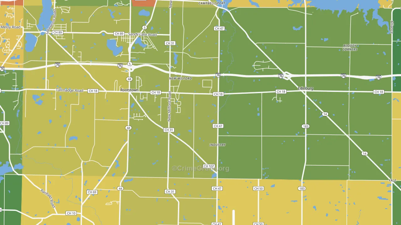 Rootstown, OH Map of Vandalism Rates