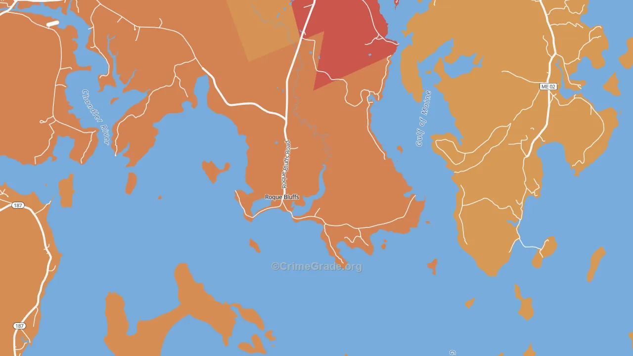 Roque Bluffs, ME Map of Vandalism Rates