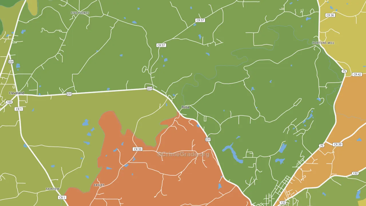 Rosa, AL Map of Vandalism Rates