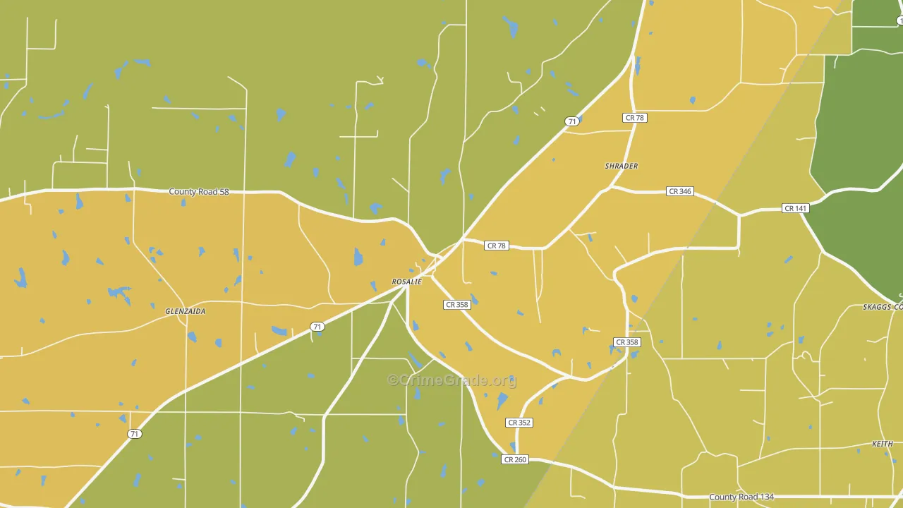 Rosalie, AL Map of Vandalism Rates