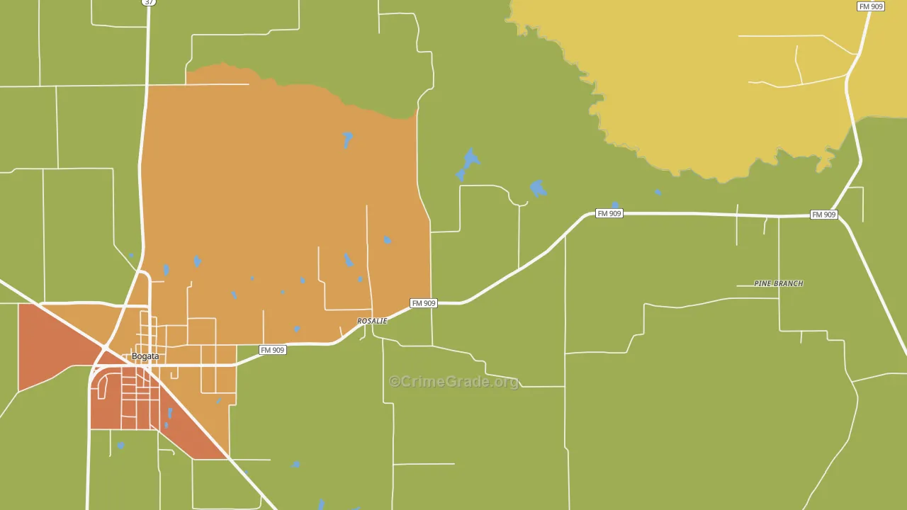 Rosalie, TX Map of Vandalism Rates