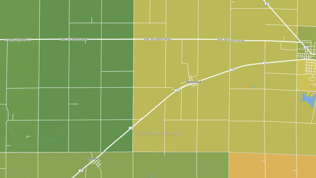 Rosamond, IL Map of Vandalism Rates
