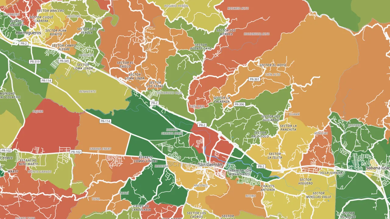 Rosario, PR Map of Vandalism Rates
