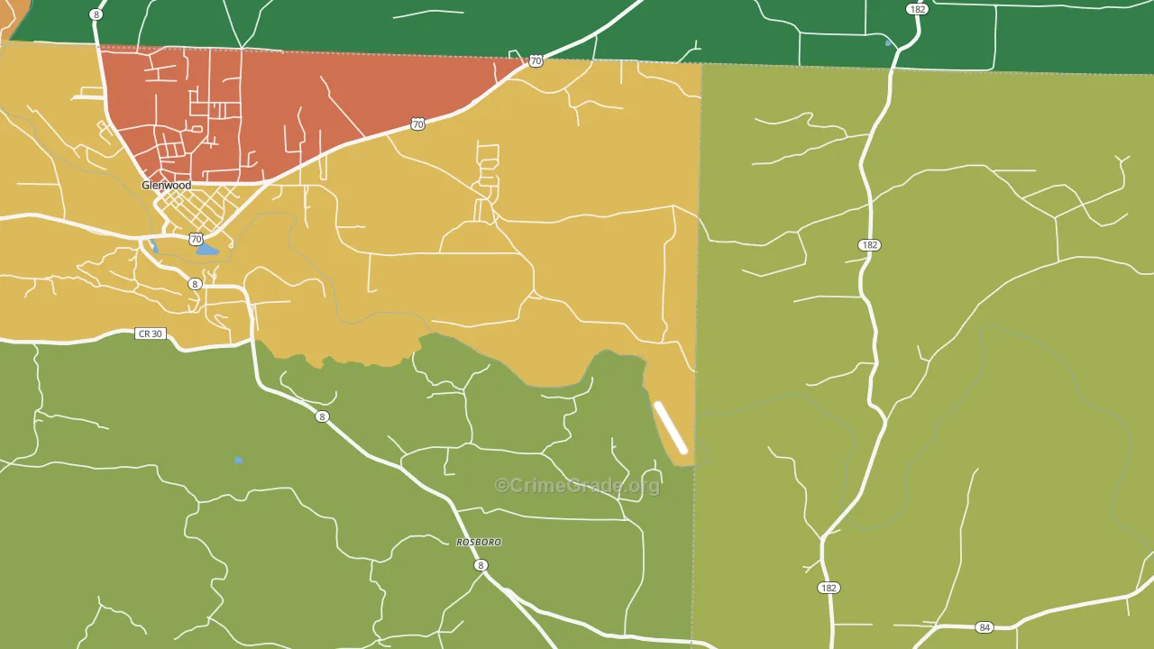 Rosboro, AR Map of Vandalism Rates