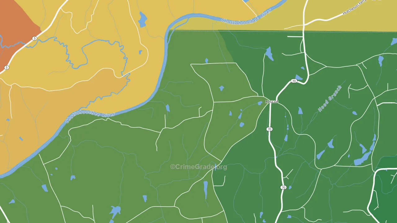 Roscoe, GA Map of Vandalism Rates