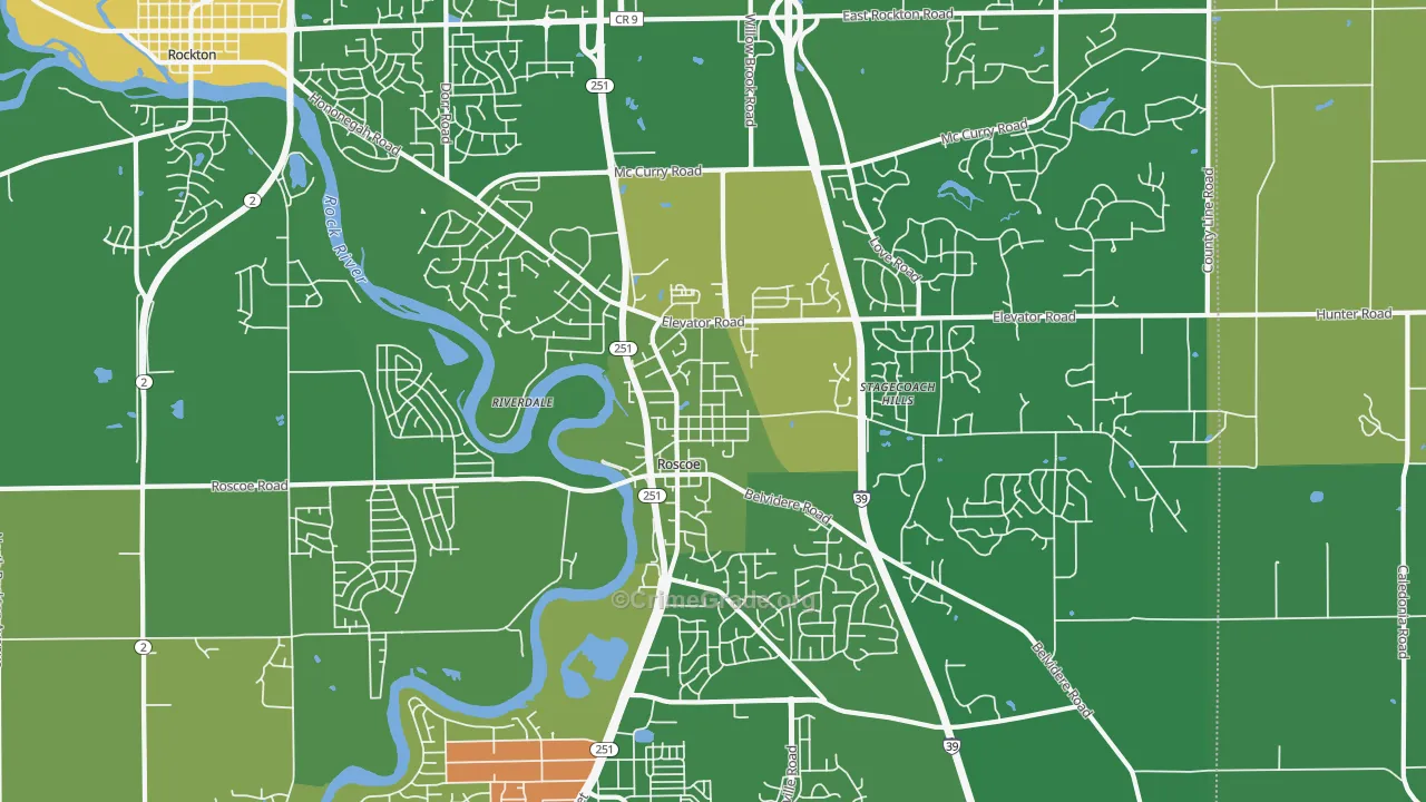 Roscoe, IL Map of Vandalism Rates