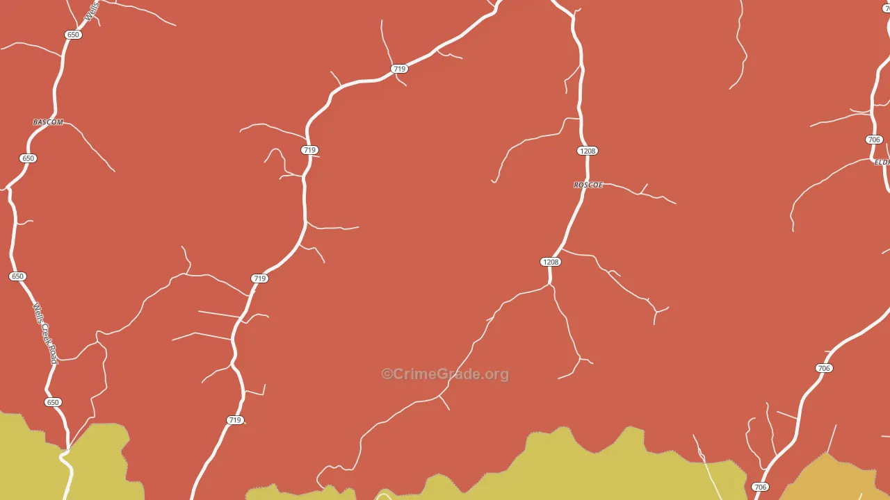 Roscoe, KY Map of Vandalism Rates