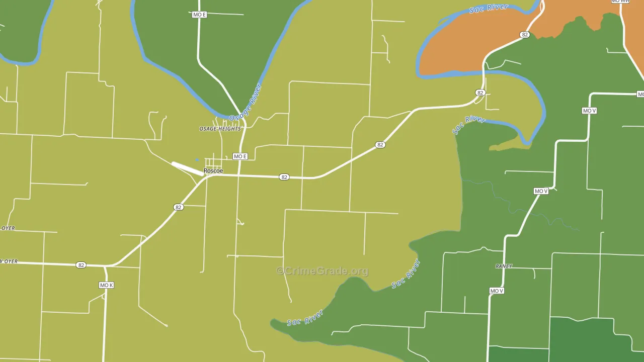 Roscoe, MO Map of Vandalism Rates