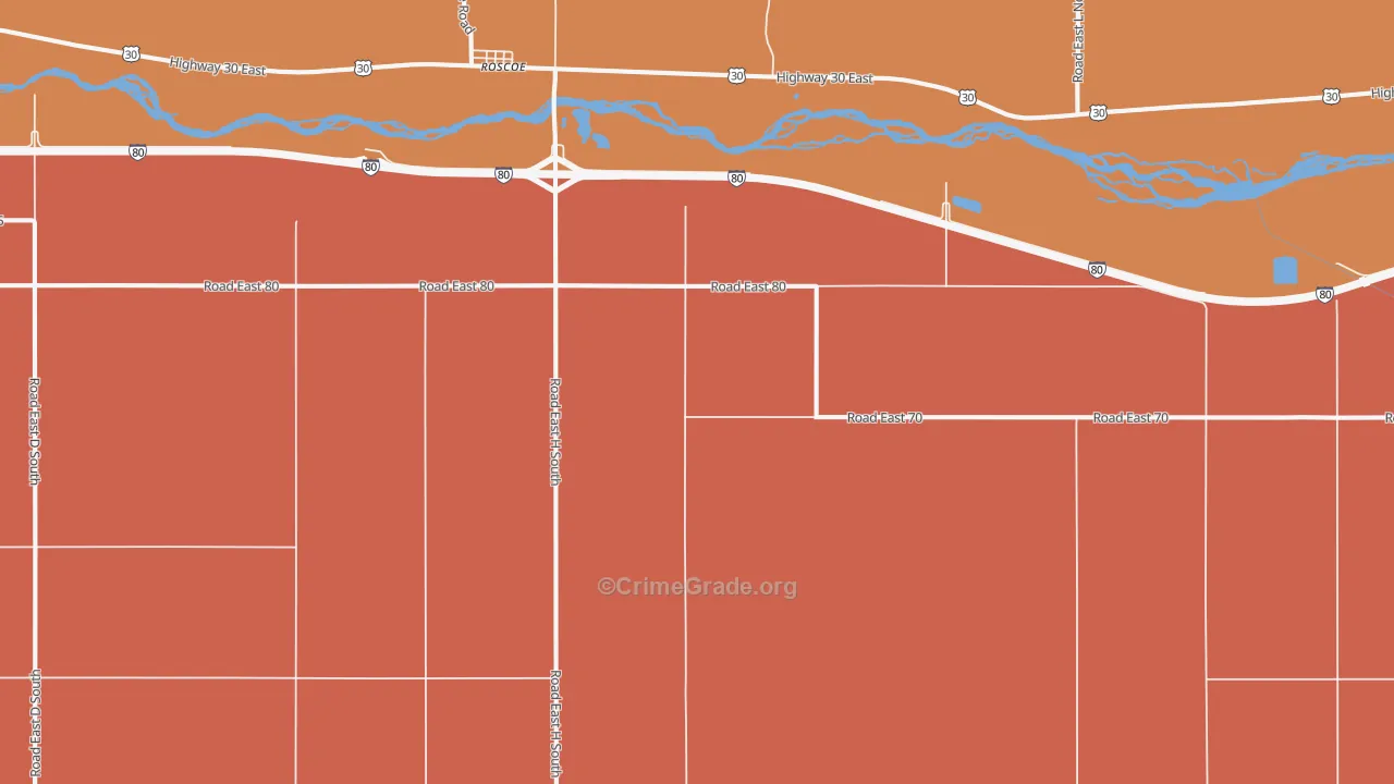 Roscoe, NE Map of Vandalism Rates