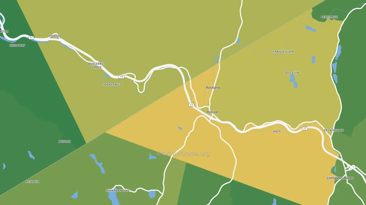 Roscoe, NY Map of Vandalism Rates