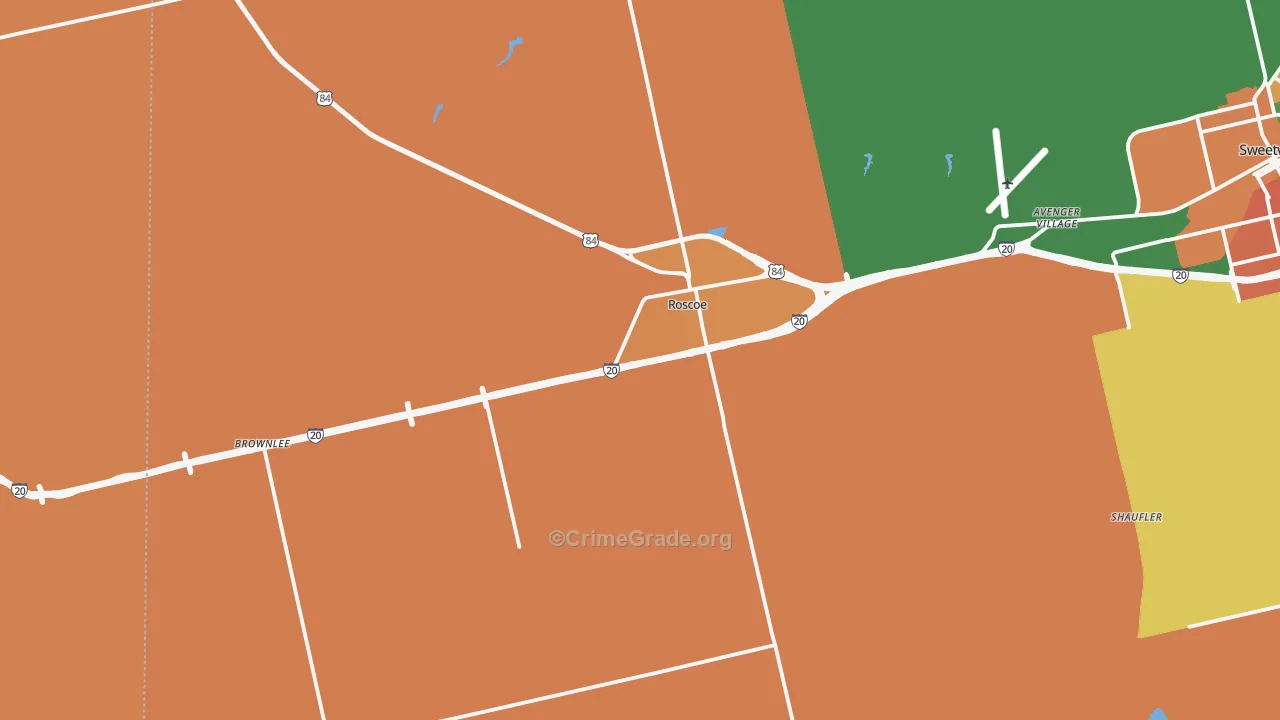 Roscoe, TX Map of Vandalism Rates