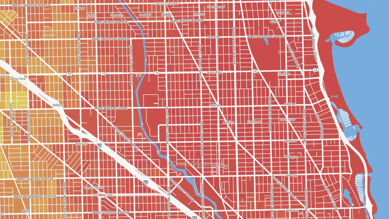 Roscoe Village, Chicago, IL Map of Vandalism Rates