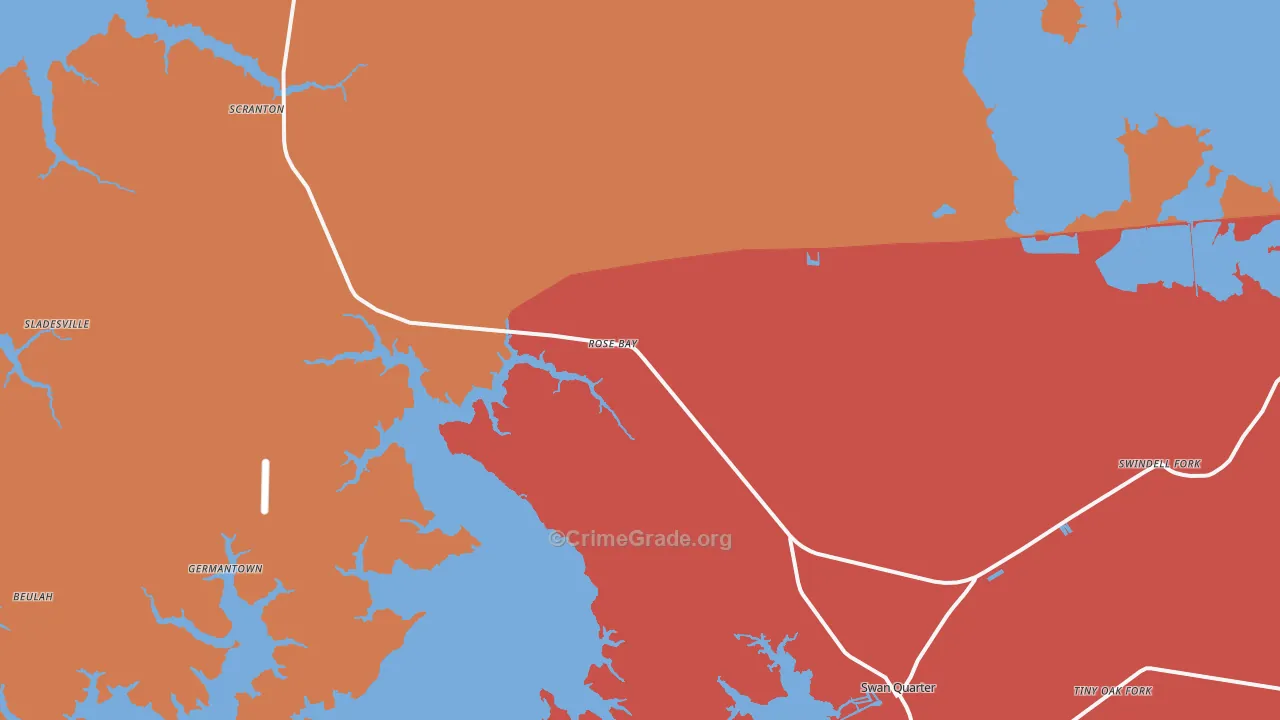 Rose Bay, NC Map of Vandalism Rates
