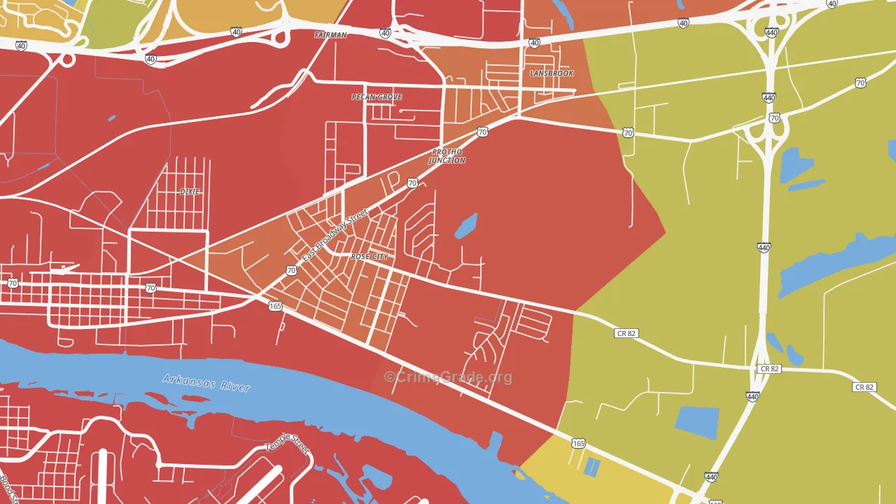 Rose City, AR Map of Vandalism Rates