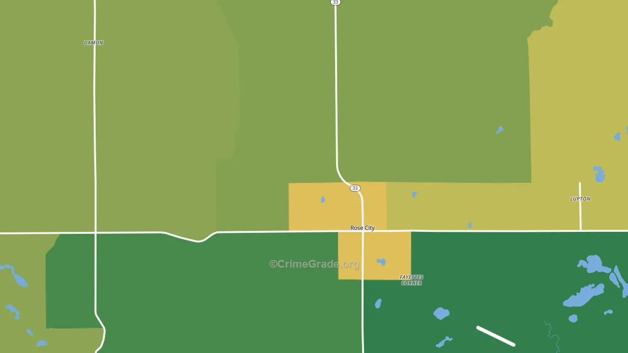 Rose City, MI Map of Vandalism Rates