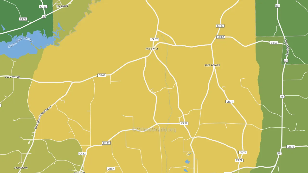 Rose Hill, AL Map of Vandalism Rates