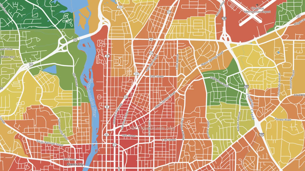 Rose Hill, Columbus, GA Map of Vandalism Rates
