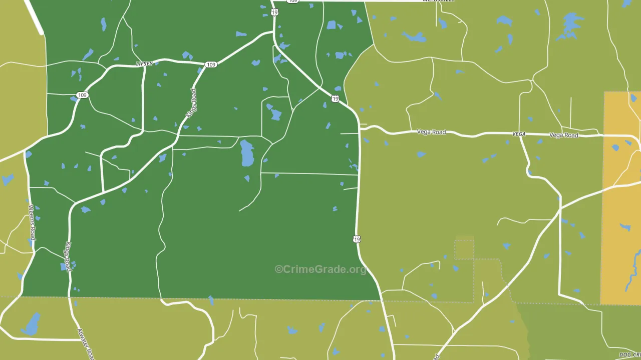 Rose Hill, GA Map of Vandalism Rates