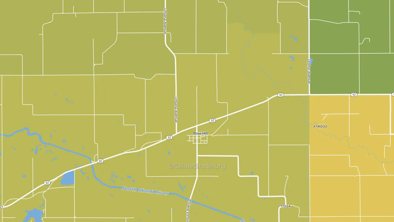 Rose Hill, IA Map of Vandalism Rates