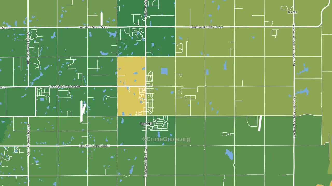 Rose Hill, KS Map of Vandalism Rates