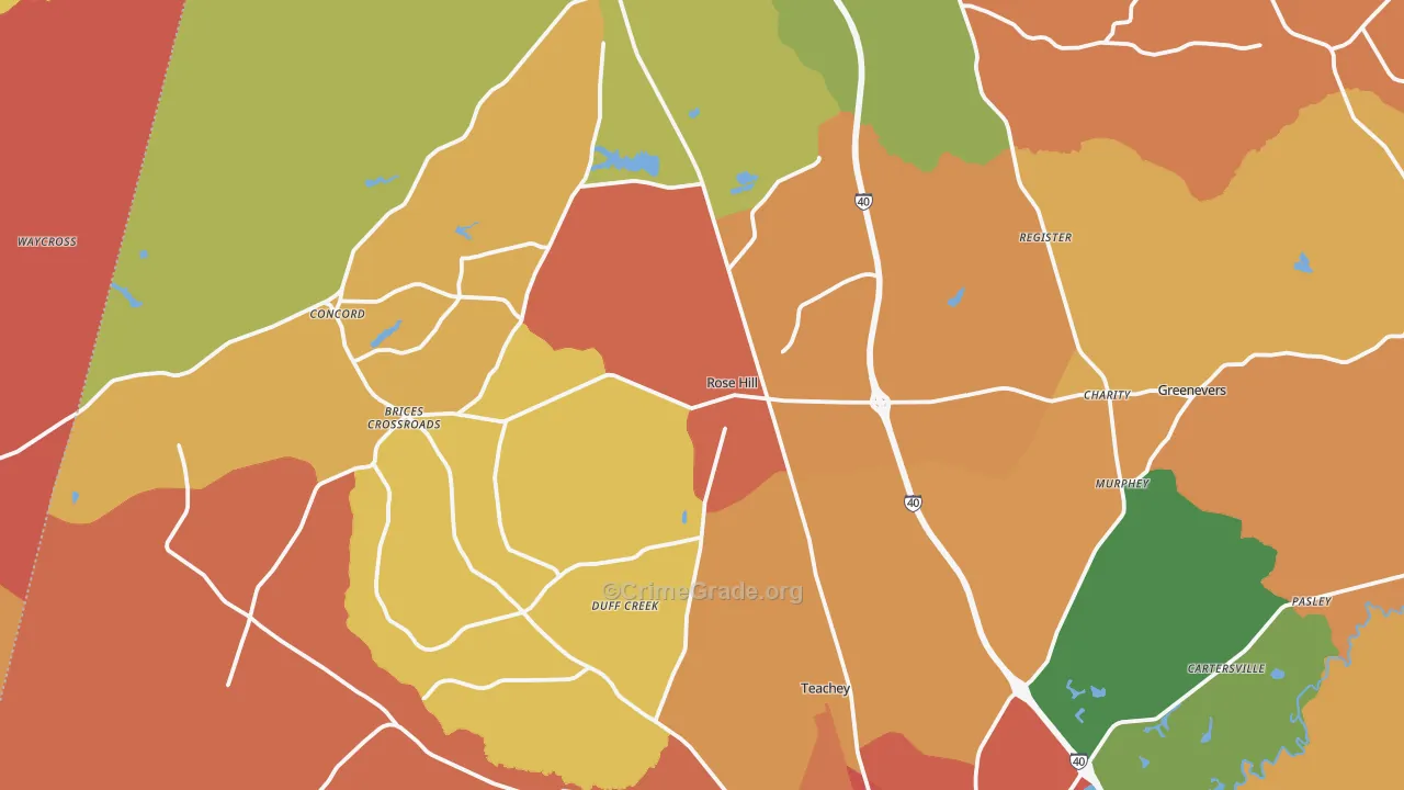 Rose Hill, NC Map of Vandalism Rates