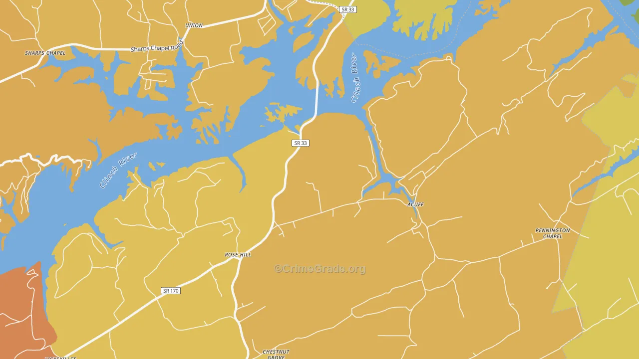 Rose Hill, TN Map of Vandalism Rates
