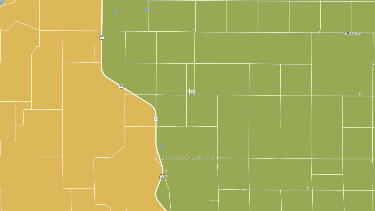 Rose, KS Map of Vandalism Rates