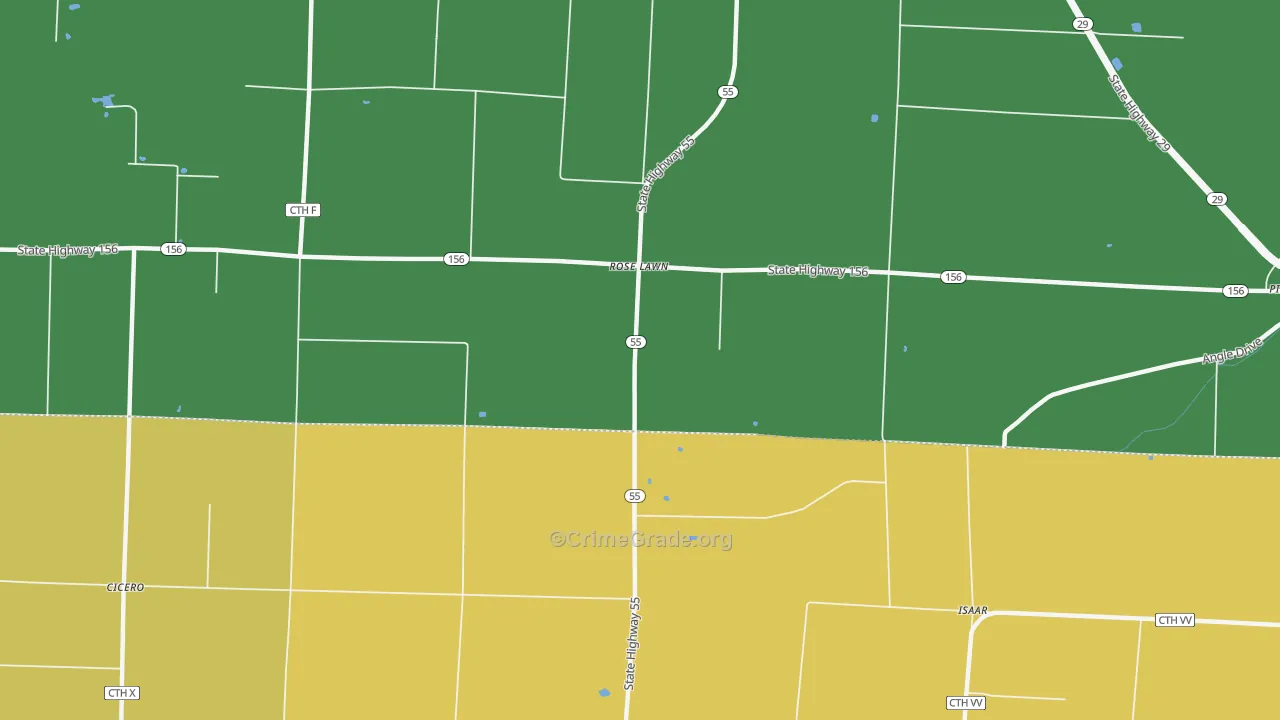 Rose Lawn, WI Map of Vandalism Rates