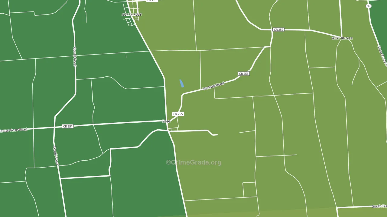 Rose, NY Map of Vandalism Rates