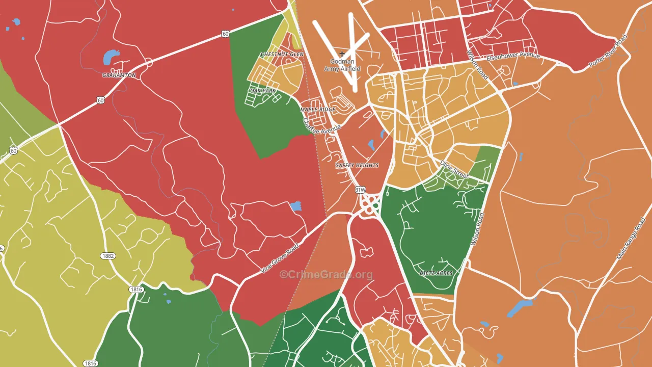 Rose Terrace, KY Map of Vandalism Rates