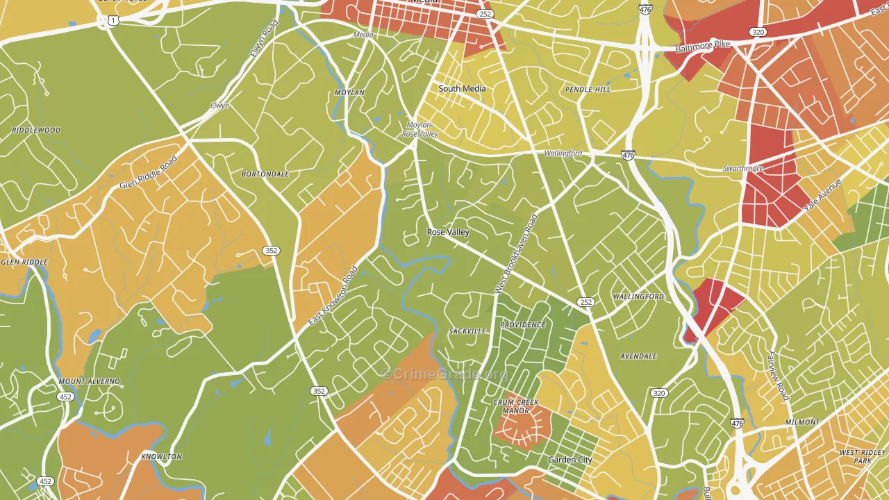 Rose Valley, PA Map of Vandalism Rates