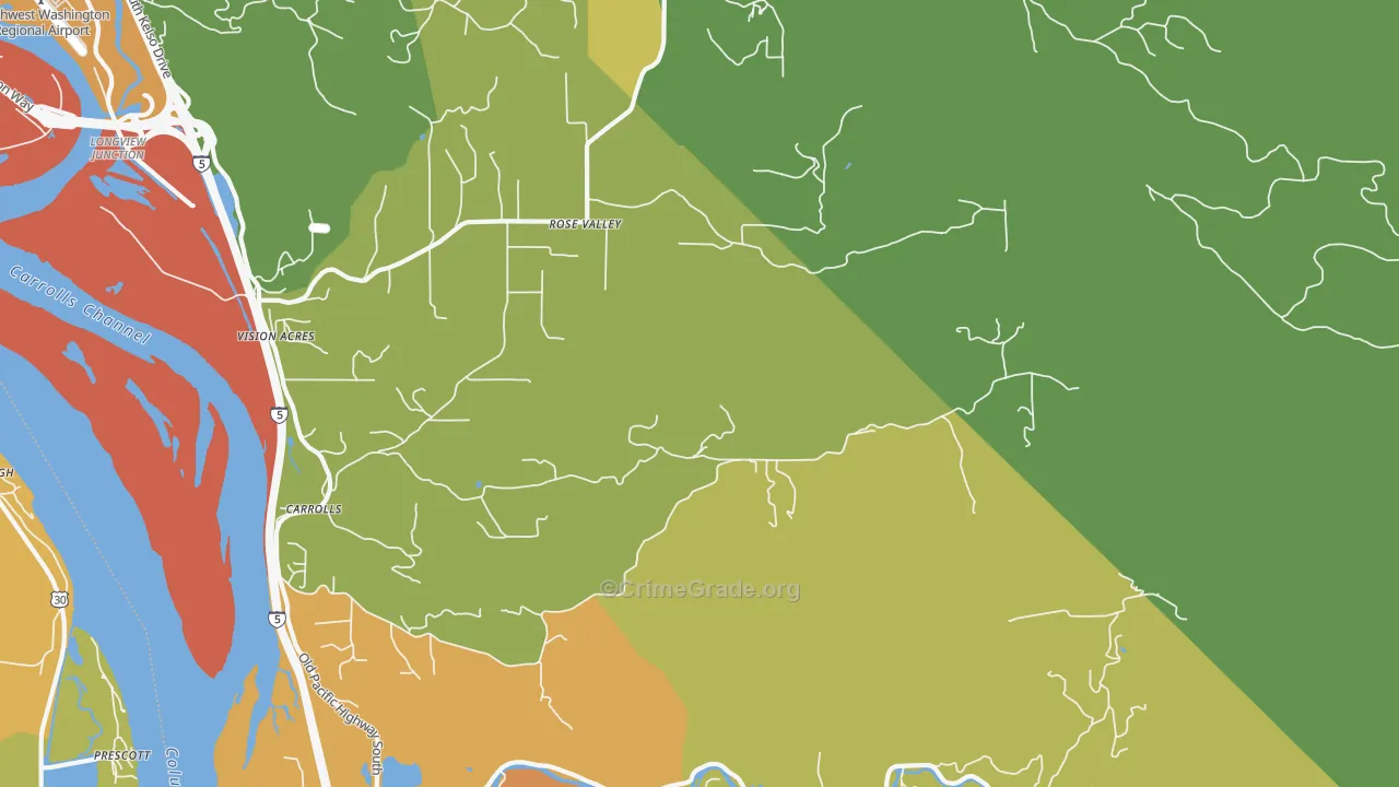 Rose Valley, WA Map of Vandalism Rates