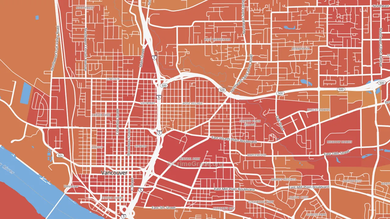 Rose Village, Vancouver, WA Map of Vandalism Rates