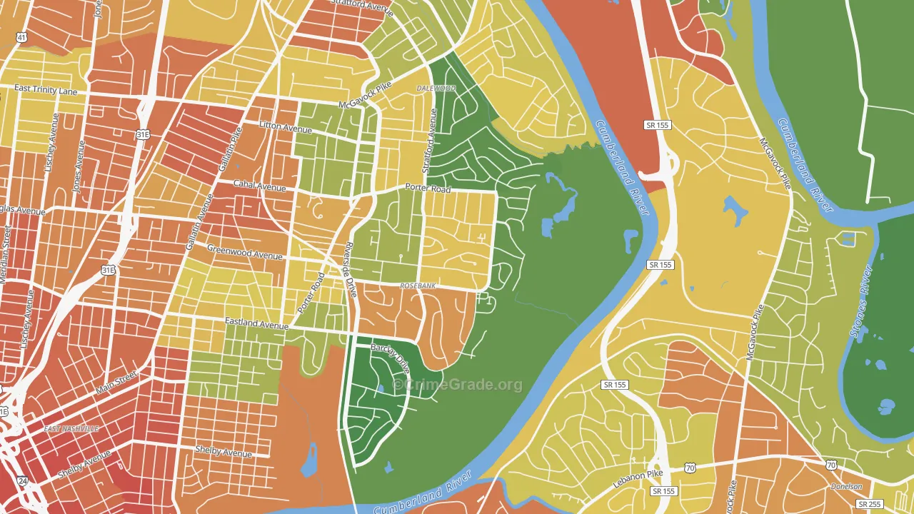 Rosebank, Nashville, TN Map of Vandalism Rates