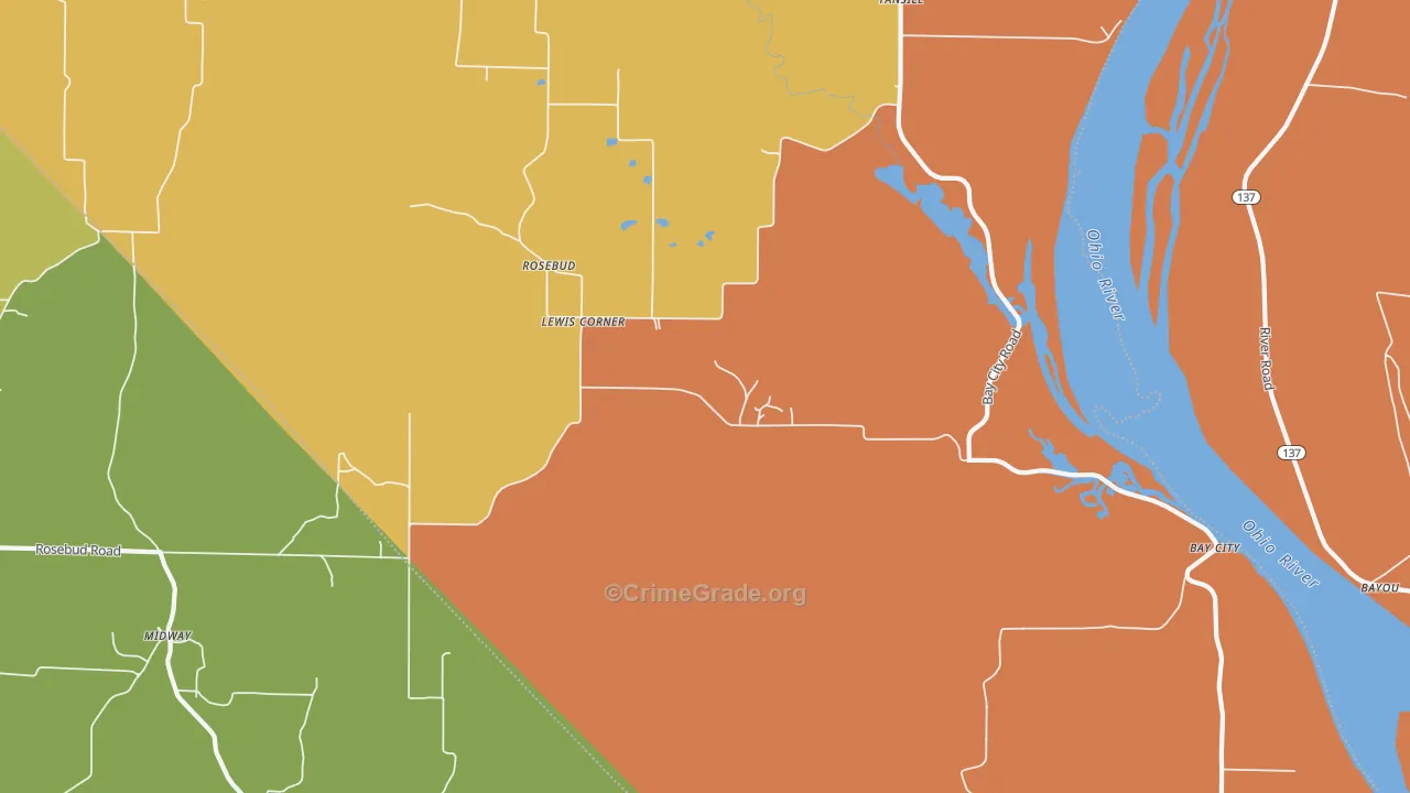 Rosebud, IL Map of Vandalism Rates