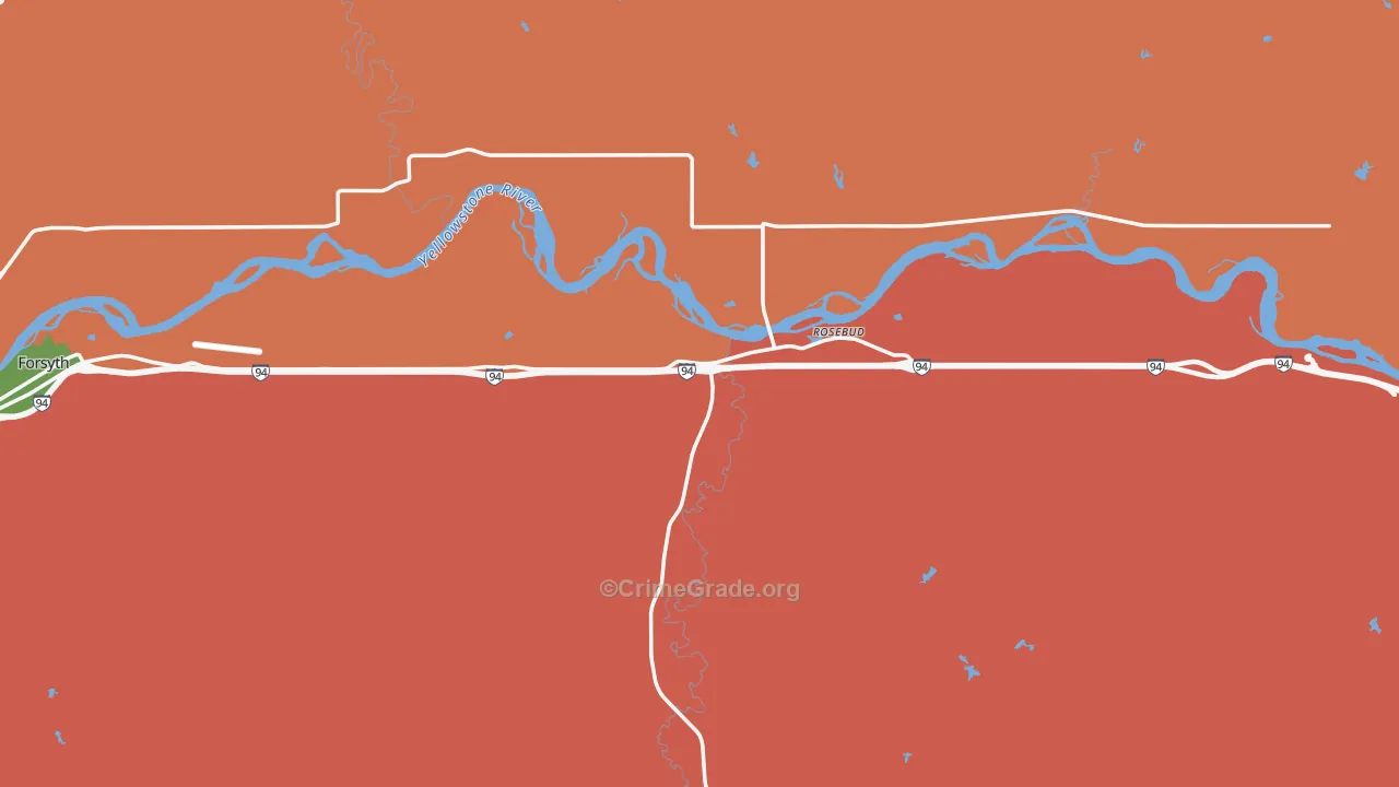 Rosebud, MT Map of Vandalism Rates