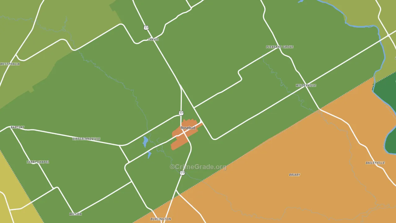Rosebud, TX Map of Vandalism Rates