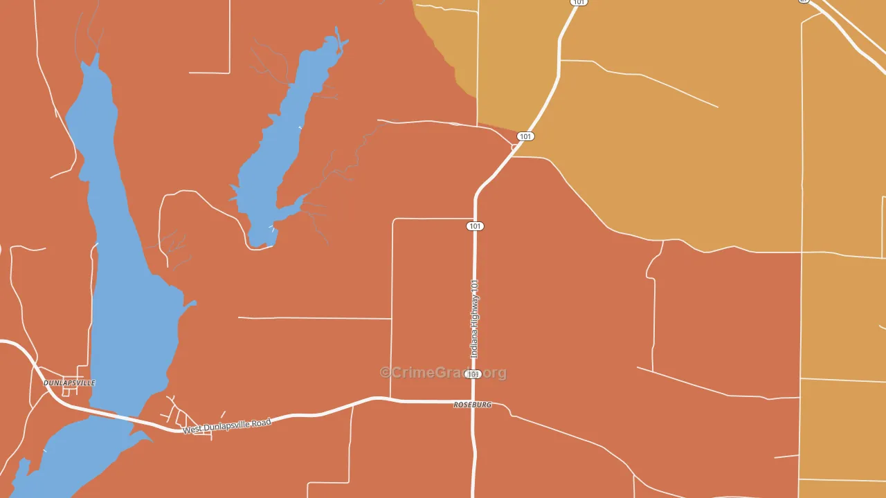 Roseburg, IN Map of Vandalism Rates