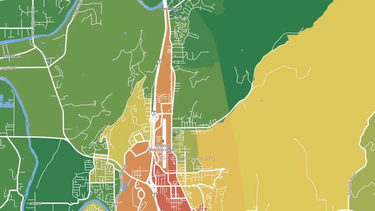 Roseburg North, OR Map of Vandalism Rates