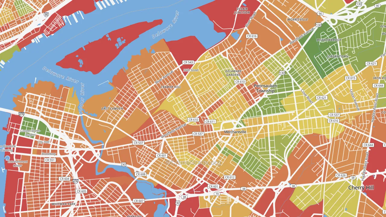 Rosedale, Camden, NJ Map of Vandalism Rates
