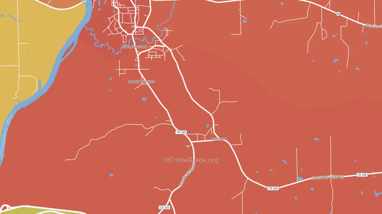 Rosedale, FL Map of Vandalism Rates